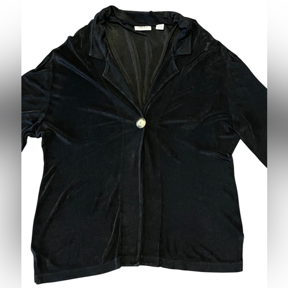 Chico's Travelers black slinky knit one-button V neck cardigan Size 1/M - Picture 2 of 14